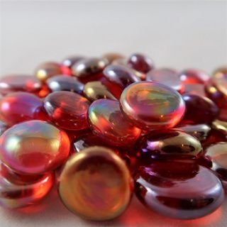 Chessex Gaming Glass Stones in Tube - Iridized Crystal Red (40)