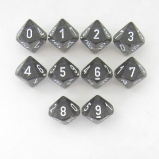 Chessex Translucent Ten d10 Set - Smoke/white