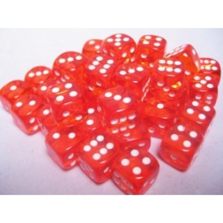Chessex Translucent 12mm d6 with pips Dice Blocks (36 Dice) - Orange w/white