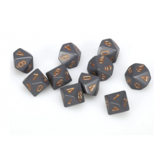 Chessex Opaque Ten d10 Set - Dark Grey/copper
