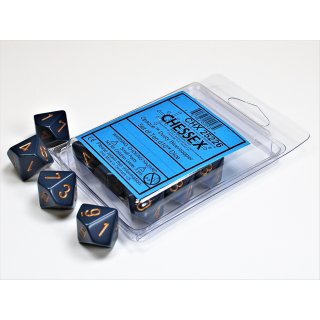 Chessex Opaque Ten d10 Set - Dusty Blue/gold