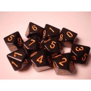 Chessex Opaque Ten d10 Set - Black/gold
