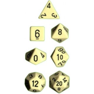 Chessex Opaque 7-Die Sets - Ivory w/black