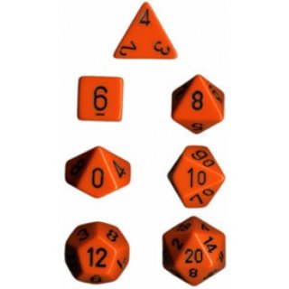 Chessex Opaque 7-Die Sets - Orange w/black