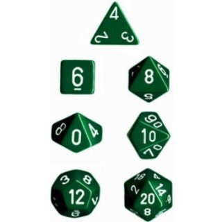 Chessex Opaque 7-Die Sets - Green w/white