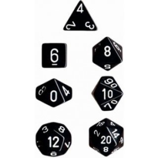 Chessex Opaque 7-Die Sets - Black w/white