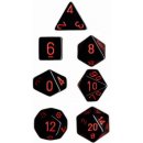 Chessex Opaque 7-Die Sets - Black w/red