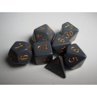 Chessex Opaque 7-Die Sets - Dark Grey w/copper