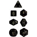 Chessex Opaque 7-Die Sets - Black w/gold