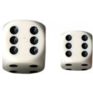 Chessex Opaque 16mm d6 with pips Dice Blocks (12 Dice) - White w/black