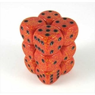 Chessex Speckled 16mm d6 with pips Dice Blocks (12 Dice) - Fire