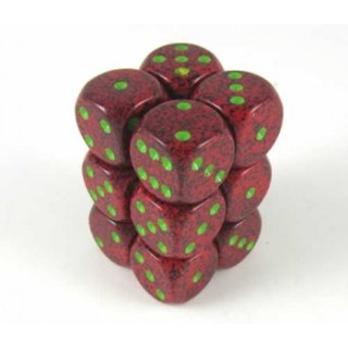 Chessex Speckled 16mm d6 with pips Dice Blocks (12 Dice) - Strawberry