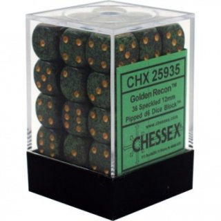 Chessex Speckled 12mm d6 Dice Blocks with Pips (36 Dice) - Golden Recon