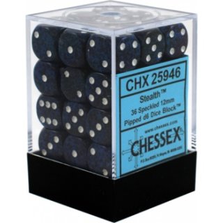 Chessex Speckled 12mm d6 Dice Blocks with Pips (36 Dice) - Stealth