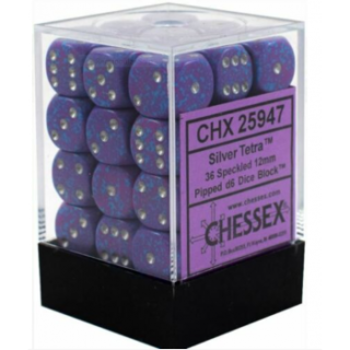 Chessex Speckled 12mm d6 Dice Blocks with Pips (36 Dice) - Silver Tetra
