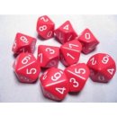 Chessex Opaque Ten d10 Set - Red/white