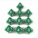 Chessex Opaque Ten d10 Set - Green/white