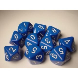 Chessex Opaque Ten d10 Set - Blue/white