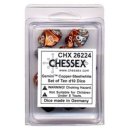 Chessex Gemini Ten d10 Sets - Copper-Steel w/white