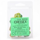 Chessex Gemini Ten d10 Sets - Gold-Green w/white