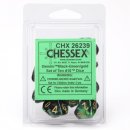 Chessex Gemini Ten d10 Sets - Black-Green w/gold