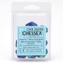 Chessex Gemini Ten d10 Sets - Blue-Teal w/gold