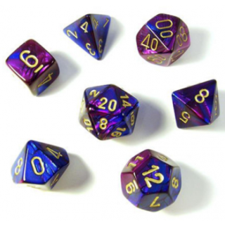 Chessex Gemini 7-Die Set - Blue-Purple w/gold