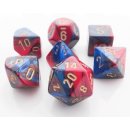 Chessex Gemini 7-Die Set - Blue-Red w/gold