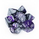 Chessex Gemini 7-Die Set - Purple-Steel w/white