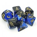 Chessex Gemini 7-Die Set - Black-Blue w/gold