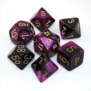 Chessex Gemini 7-Die Set - Black-Purple w/gold