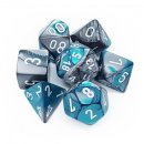 Chessex Gemini 7-Die Set - Steel-Teal w/white