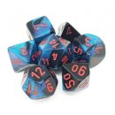 Chessex Gemini 7-Die Set - Black-Starlight w/red