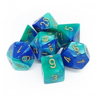 Chessex Gemini 7-Die Set - Blue-Teal w/gold