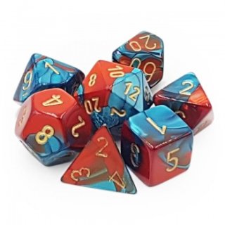 Chessex Gemini 7-Die Set - Red-Teal with gold