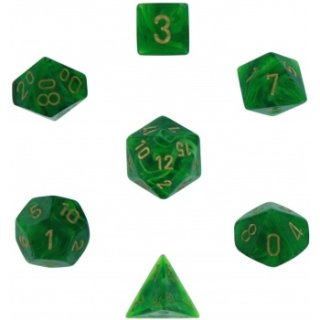 Chessex Vortex 7-Die Set - Green w/gold