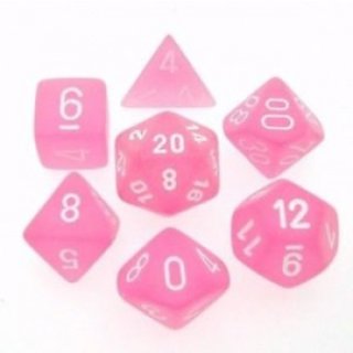 Chessex Frosted 7-Die Set - Pink w/white