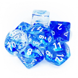 Chessex Nebula 7-Die Set - Dark Blue w/white