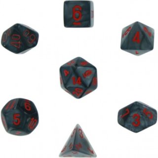 Chessex Velvet 7-Die Set - Black w/red