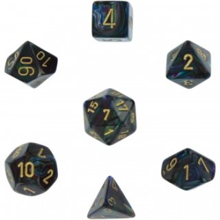Chessex Lustrous 7-Die Set - Shadow w/gold