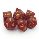 Chessex Glitter 7-Die Set - Ruby w/gold