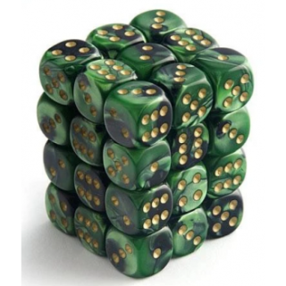 Chessex Signature 12mm d6 with pips Dice Blocks (36 Dice) - Scarab Jade w/gold