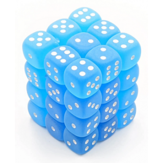 Chessex Signature 12mm d6 with pips Dice Blocks (36 Dice) - Frosted Caribbean Blue w/white