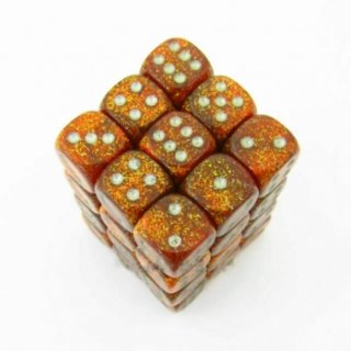 Chessex Signature 12mm d6 with pips Dice Blocks (36 Dice) - Glitter Polyhedral Gold/silver