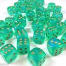Chessex Borealis 12mm d6 Light Green/gold Luminary Dice...