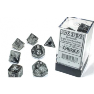 Chessex Borealis 12mm d6 Light Smoke/silver Luminary Dice Block (36 Dice)