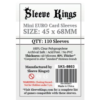 Card Sleeves - 45 x 68mm - Sleeve Kings - Mini Euro - 110 Stück - 60 Micronss