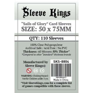Card Sleeves - 50 x 75mm - Sleeve Kings - Sails of Glory Compatible - 110 Stück - 60 Micronss