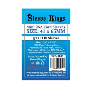 Card Sleeves - 41 x 63mm - Sleeve Kings - Mini USA - 110 Stück - 60 Micronss