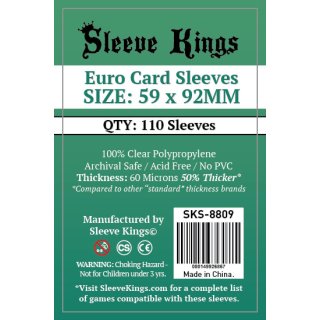 Card Sleeves - 59 x 92mm - Sleeve Kings - Euro Card - 110 Stück - 60 Micronss